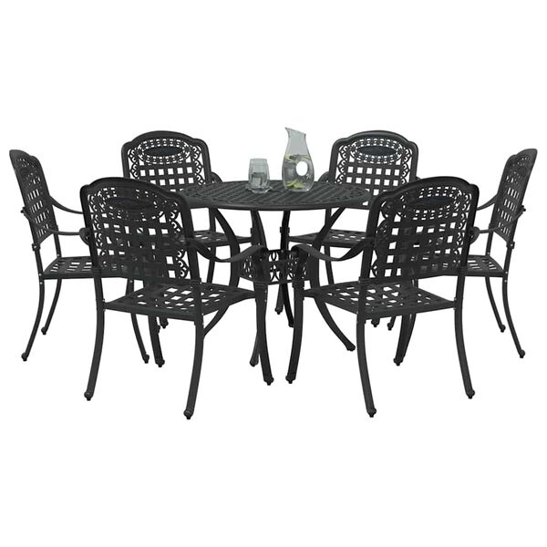 vidaXL Ensemble de salle &agrave; manger pour jardin 7 pcs Noir Aluminium