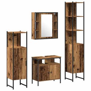 vidaXL Ensemble de mobilier de salle de bain 4 pc Bois Ancien