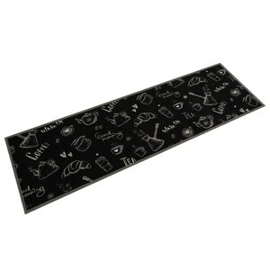 vidaXL Tapis de cuisine lavable imprim&eacute; Morning noir 45x150 cm velours