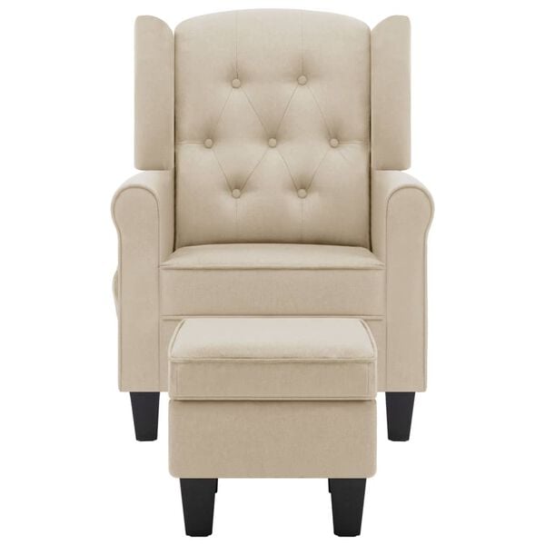 vidaXL Fauteuil de massage avec repose-pied Cr&egrave;me Tissu