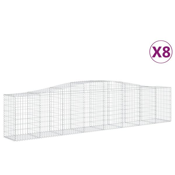 vidaXL Paniers &agrave; gabions arqu&eacute;s 8 pcs 400x50x80/100 cm Fer galvanis&eacute;