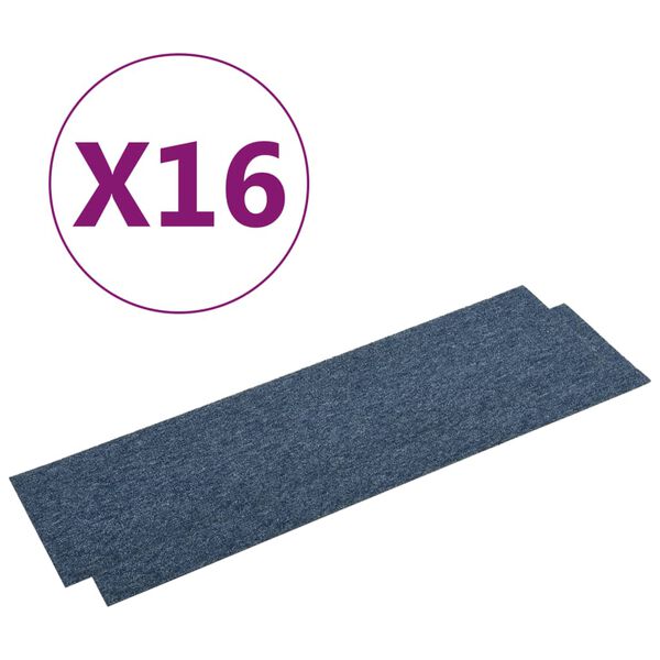 vidaXL Dalles de tapis de sol 16 pcs 4 m&sup2; 25x100 cm Bleu