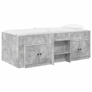 vidaXL Cadre de lit en loft avec armoire avec stockage 3 pc Gris b&eacute;ton
