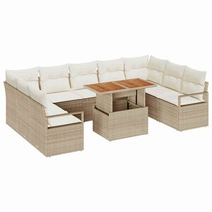 vidaXL Ensemble de canap&eacute; de jardin 10 pcs Beige Poly rotin