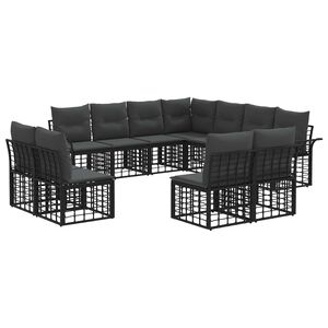 vidaXL Ensemble de canap&eacute;s d'ext&eacute;rieur 11 pcs Noir et Gris fonc&eacute;