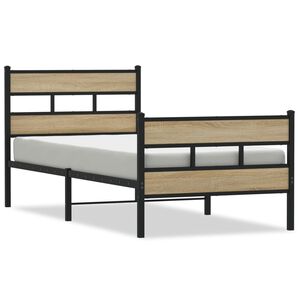 vidaXL Cadre de lit en m&eacute;tal sans matelas ch&ecirc;ne sonoma 100x190 cm