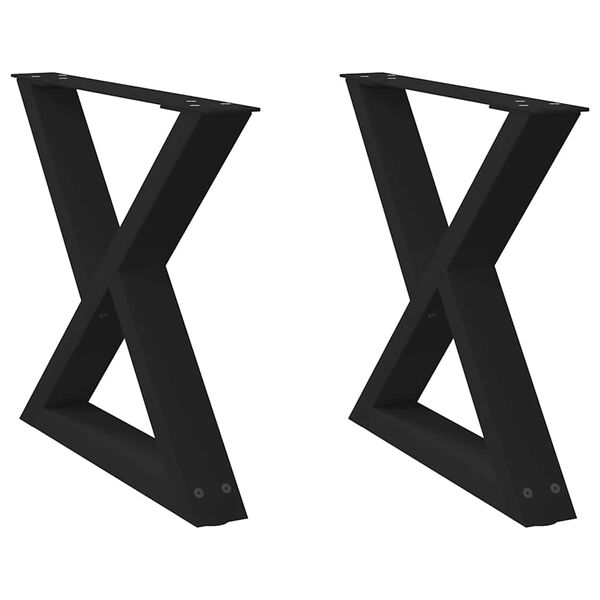 vidaXL Pieds de table basse 2 pièces Noir 50 x (42-43,3) cm Acier
