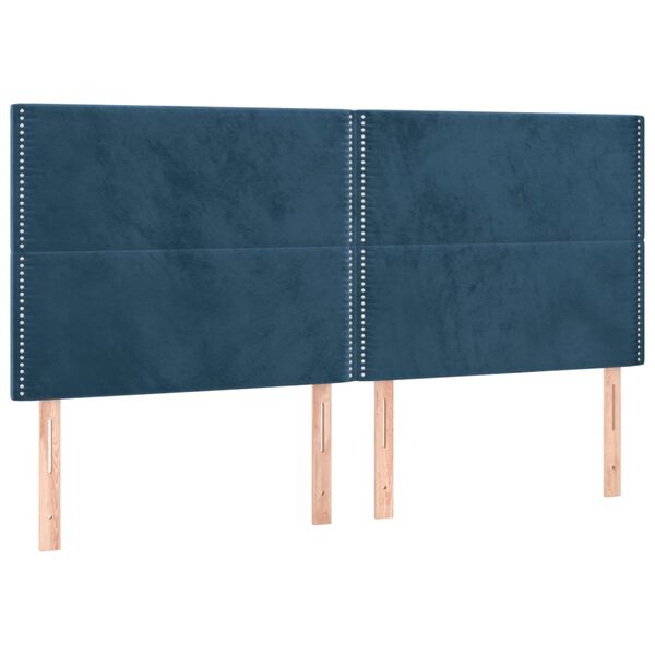 vidaXL T&ecirc;te de lit Bleu fonc&eacute; 180 x 5 x 118/128 cm Velours