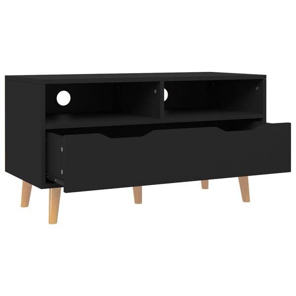 vidaXL Meuble TV noir 90x40x48,5 cm bois d'ingénierie