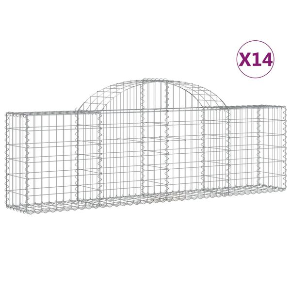 vidaXL Paniers &agrave; gabions arqu&eacute;s 14 pcs 200x30x60/80 cm Fer galvanis&eacute;