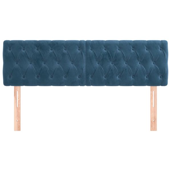 vidaXL T&ecirc;tes de lit 2 pcs Bleu fonc&eacute; 80x7x78/88 cm Velours