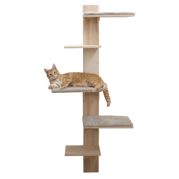 Kerbl Arbre &agrave; chat Timber Wall 150 cm Naturel et taupe