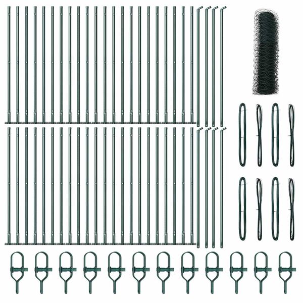 vidaXL Poteau de cl&ocirc;ture. Vert 100 x 0,5 m (maillage de 36 mm)