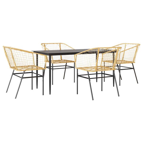 vidaXL Ensemble &agrave; manger jardin 5pcs marron poly rotin verre