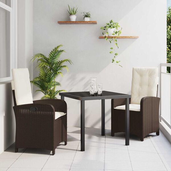 vidaXL Ensemble de salle &agrave; manger pour jardin 3 pcs Marron polyrotin