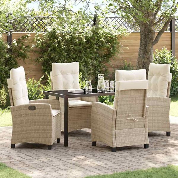 vidaXL Ensemble de salle &agrave; manger pour jardin 5 pcs Beige polyrotin
