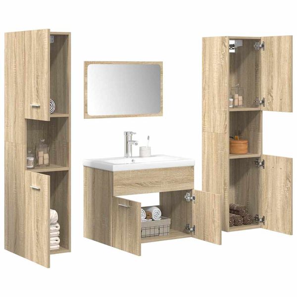 vidaXL Ensemble de meubles de salle de bain 5 pcs ch&ecirc;ne sonoma