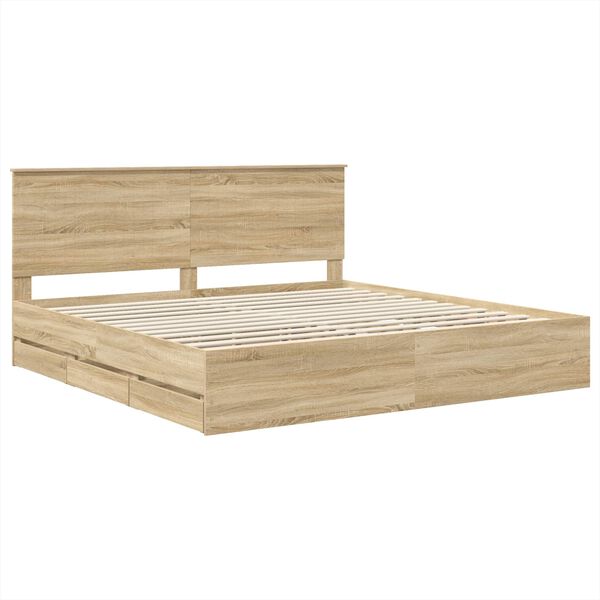 vidaXL Cadre de lit Ch&ecirc;ne Sonoma 200 x 200 cm Bois Ing&eacute;nierie
