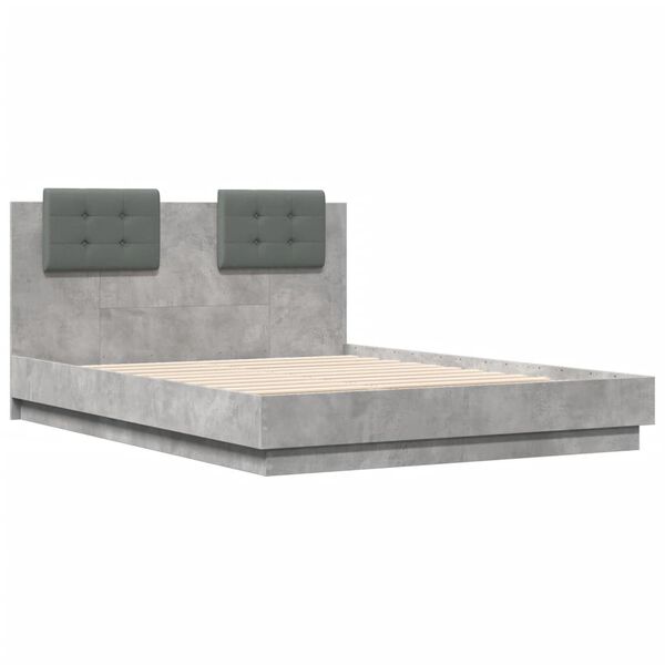vidaXL Cadre de lit sans matelas gris b&eacute;ton 135x190 cm