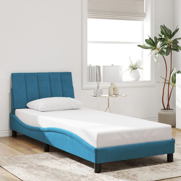 vidaXL Cadre de lit sans matelas Hanko bleu 80x200 cm velours