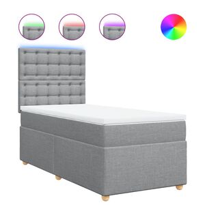 vidaXL Sommier &agrave; lattes de lit avec matelas gris clair 80x200 cm tissu