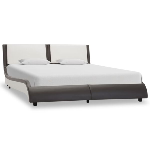 vidaXL Cadre de lit avec LED sans matelas Gris et blanc 120 x 190 cm
