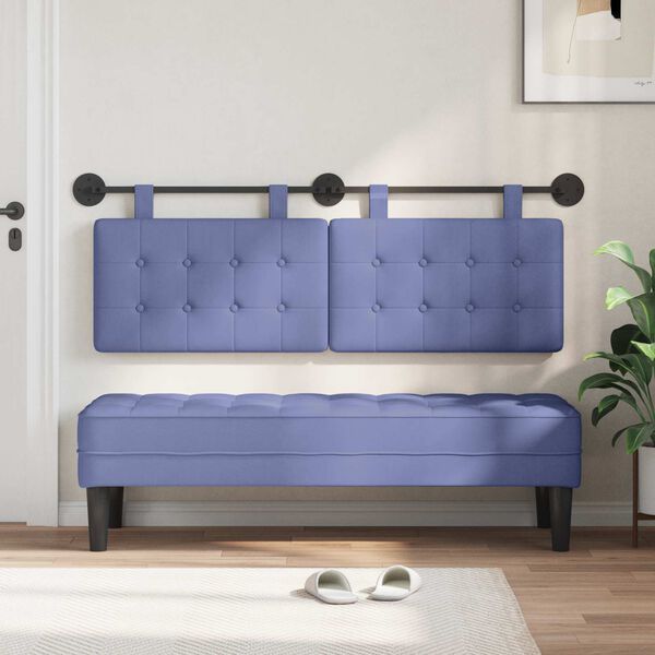 vidaXL T&ecirc;te de lit suspendue Bleu denim 130 x 55 x 5 cm tissu