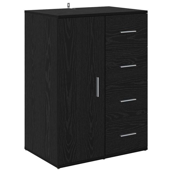 vidaXL Buffet avec tiroir Ch&ecirc;ne noir 59 x 39 x 80 cm Bois d'ing&eacute;nierie