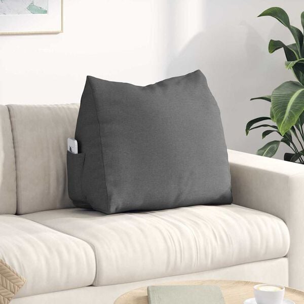 vidaXL Coussin de Dos Gris fonc&eacute; 60 x 20 x 50 cm tissu