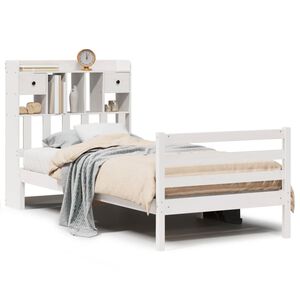 vidaXL Lit biblioth&egrave;que sans matelas blanc 90x190cm bois de pin massif