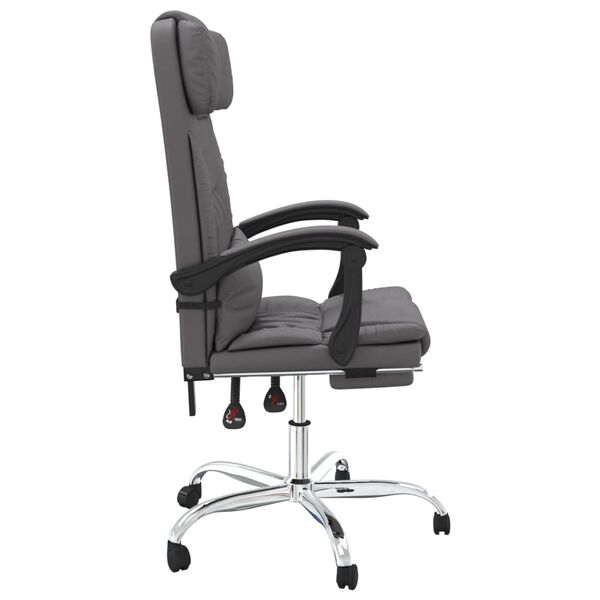 vidaXL Fauteuil de massage inclinable de bureau Gris Similicuir