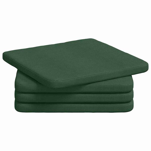 vidaXL Coussins de si&egrave;ge 4 pcs Vert fonc&eacute; 40 x 40 x 3 cm