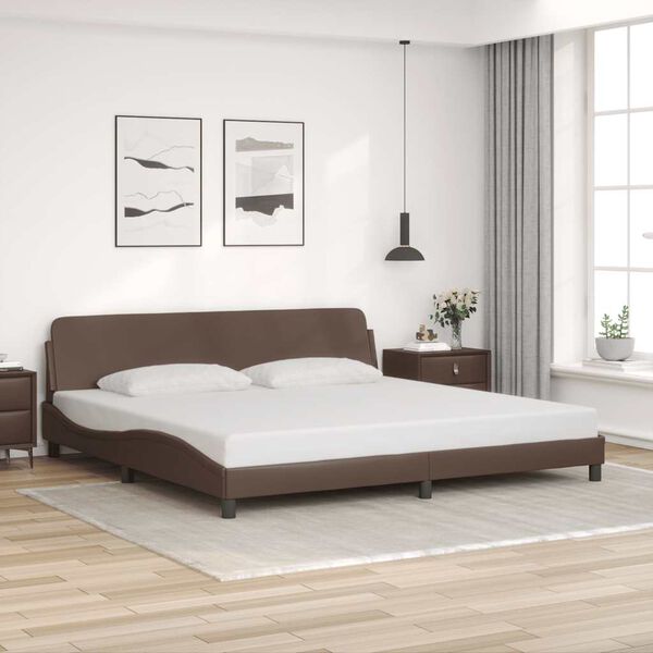 vidaXL Cadre de lit Dover marron 200x200 cm similicuir