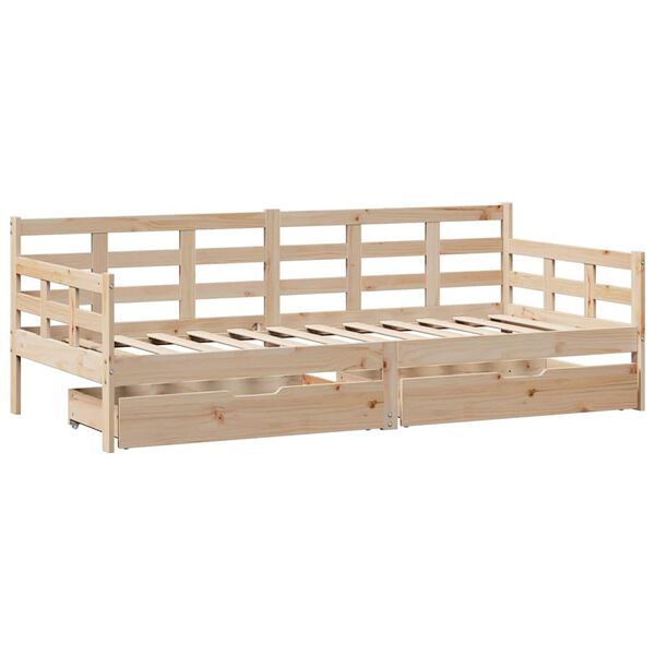 vidaXL Lit de jour avec tiroirs sans matelas 90x200 cm bois massif