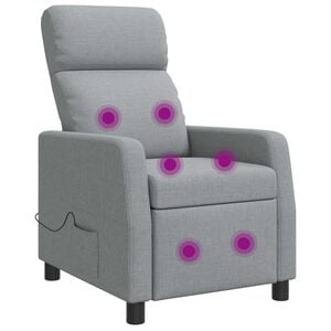 vidaXL Fauteuil de massage inclinable Gris clair Tissu