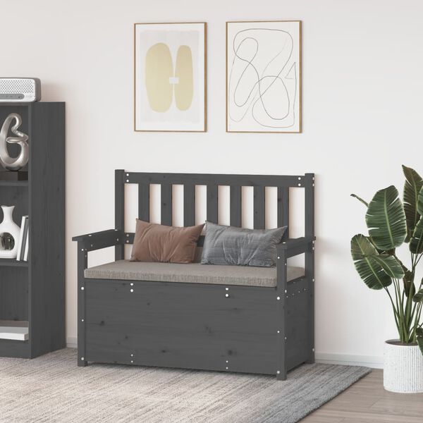 vidaXL Banc Gris 112,5x51,5x96,5 cm Bois de pin massif