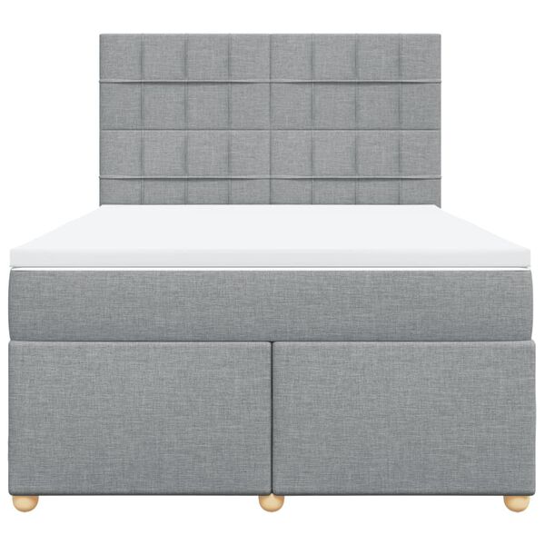 vidaXL Sommier &agrave; lattes de lit avec matelas Gris clair 140x200cm Tissu