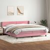 vidaXL Sommier &agrave; lattes de lit avec matelas rose 200x220 cm velours