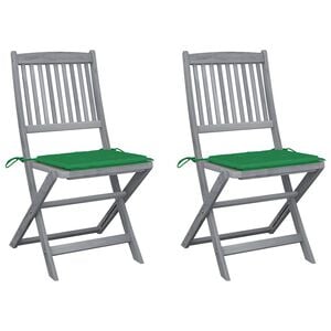 vidaXL Chaises pliantes (lot de 2) avec coussins, en bois d'acacia massif