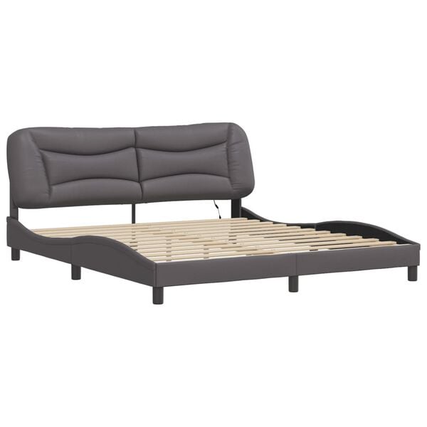 vidaXL Cadre de lit avec LED sans matelas Hvar gris 180x200 cm