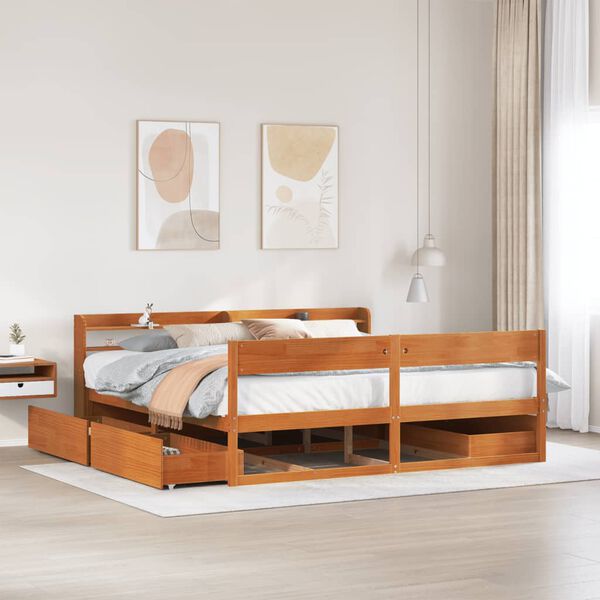 vidaXL Cadre de lit sans matelas cire marron 180x200cm bois pin massif