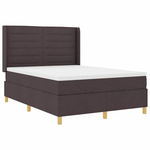 vidaXL Lit &agrave; ressorts avec matelas avec LED Marron 140 x 190 cm tissu