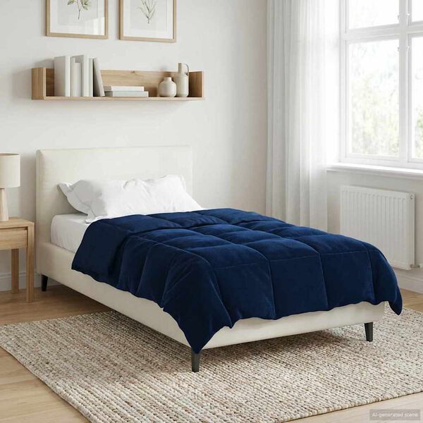 vidaXL Duvet d'hiver Matelass&eacute; Bleu fonc&eacute; 155 x 200 cm Microfibre