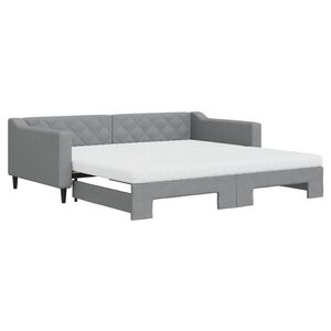 vidaXL Lit de jour avec gigogne et matelas gris clair 100x200 cm tissu