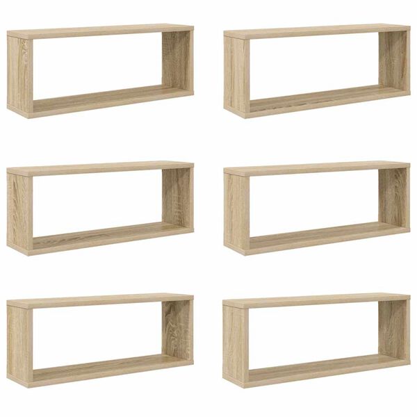 vidaXL &Eacute;tag&egrave;res murales cube 6 pcs Ch&ecirc;ne sonoma Bois d&rsquo;ing&eacute;nierie