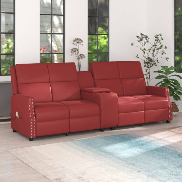 vidaXL Fauteuil de massage inclinable 4 places rouge bordeaux