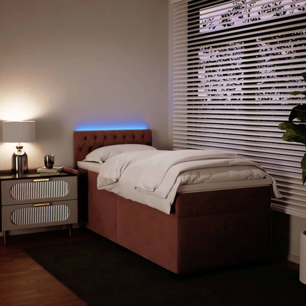 vidaXL Sommier &agrave; lattes de lit avec matelas Rose 90x200 cm Velours