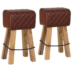 vidaXL Tabouret de bar 2 pc Marron diamant 44 x 33 x 74 cm