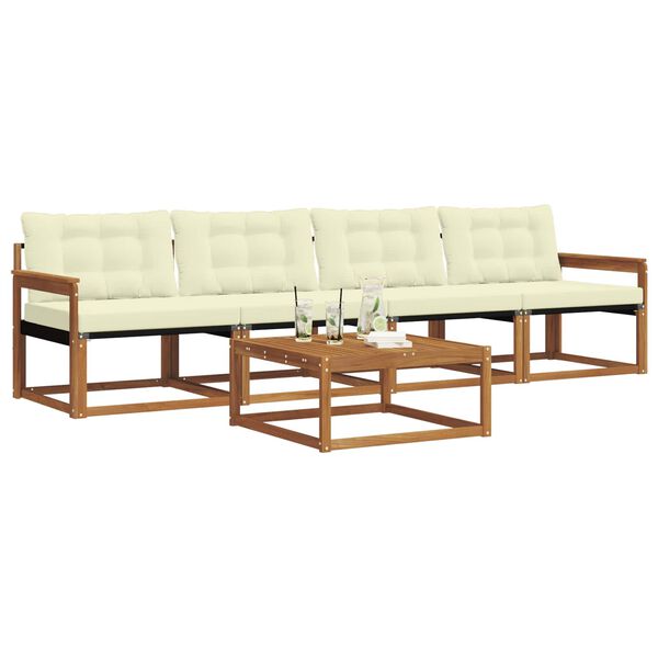 vidaXL Ensemble de canap&eacute;s d'ext&eacute;rieur 5 pcs Naturel et Cr&egrave;me