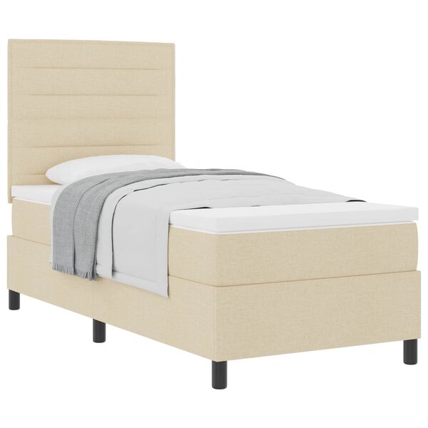 vidaXL Lit &agrave; ressorts avec matelas Cr&egrave;me 100 x 200 cm tissu